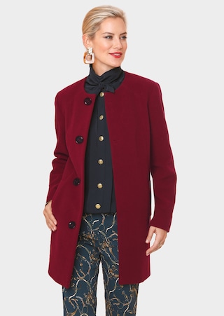 rouge foncé Doux manteau tendance avec de la laine