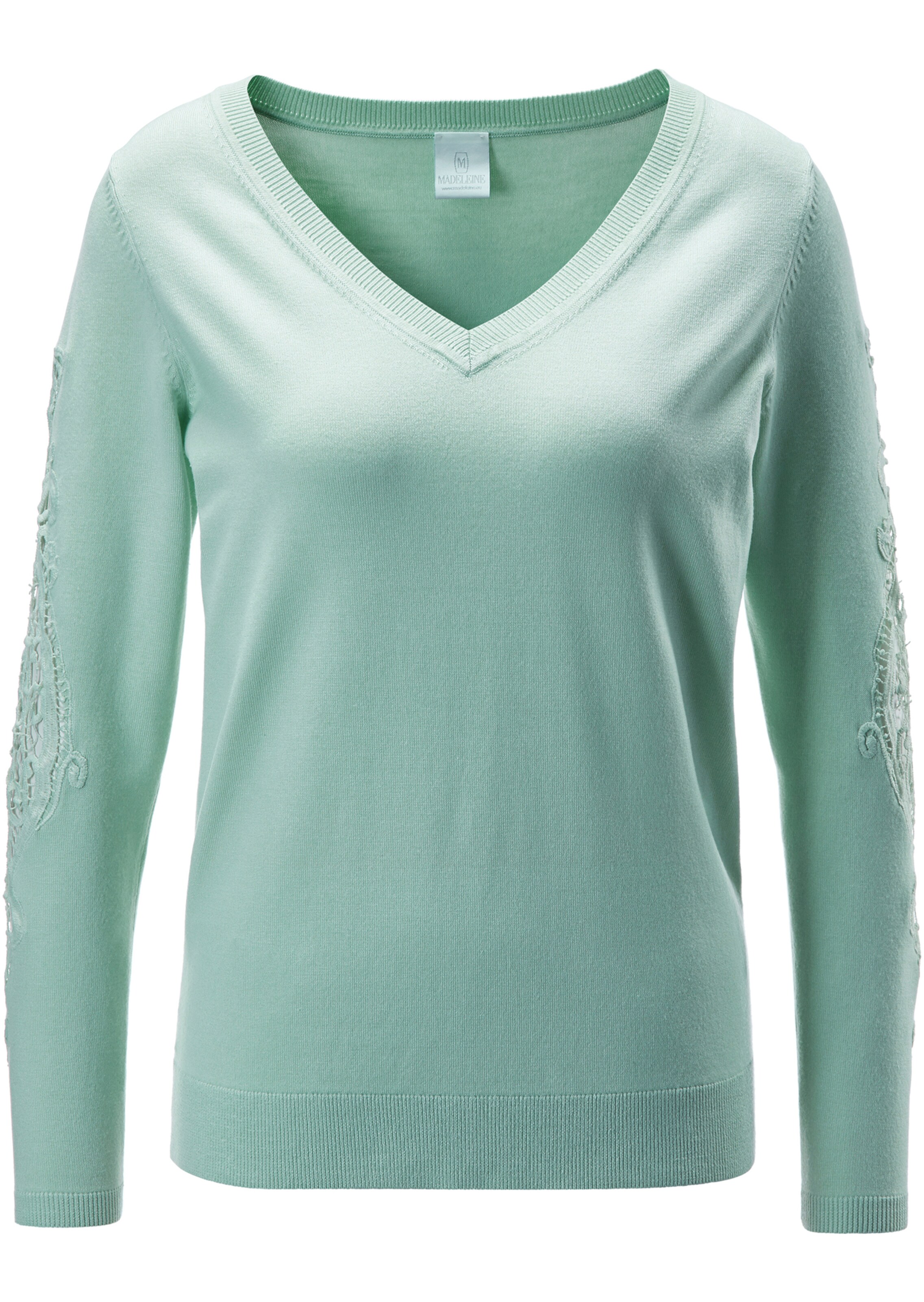 Pullover mit V-Ausschnitt und Spitzeneinsatz