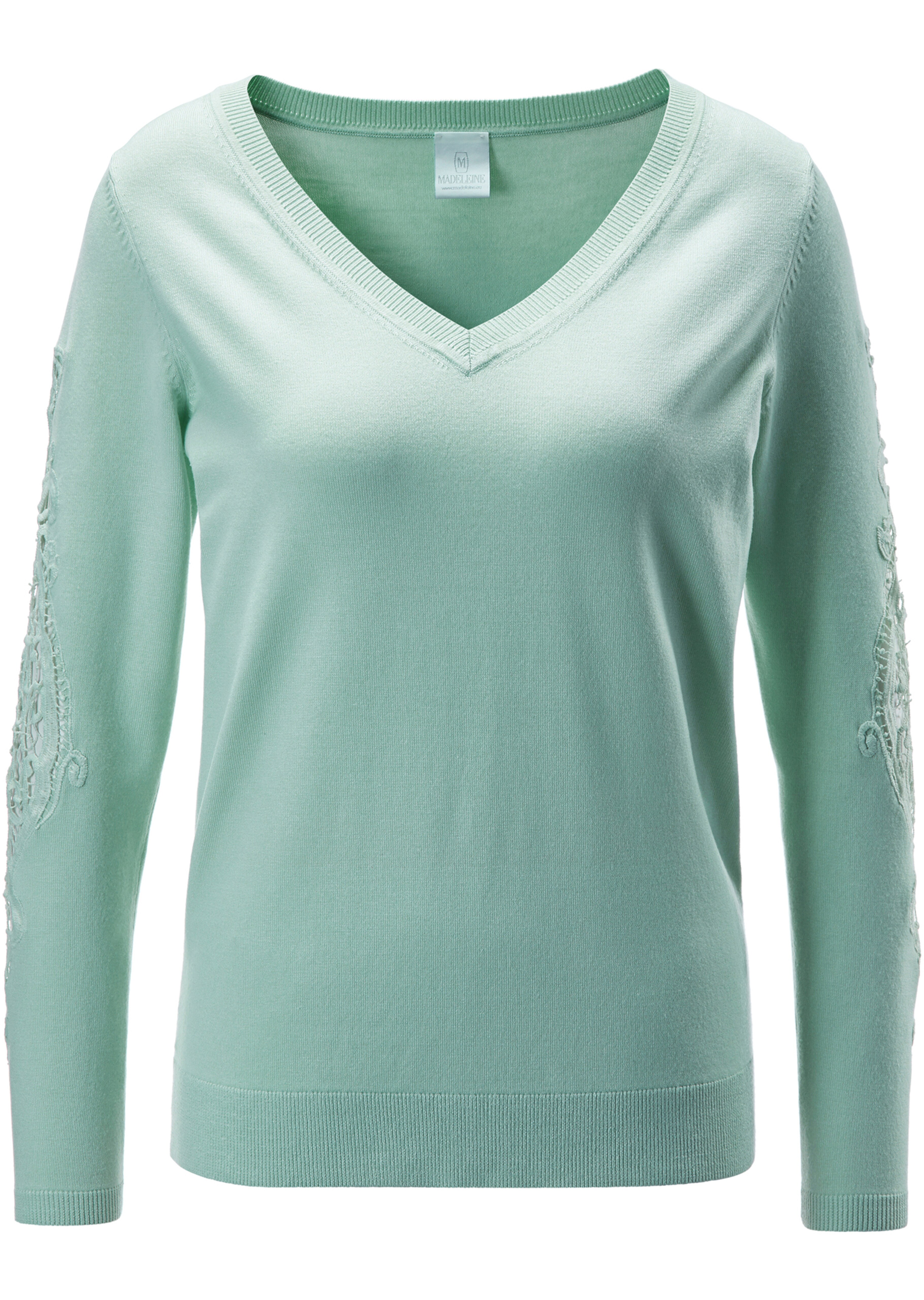 Pullover mit V-Ausschnitt und Spitzeneinsatz
