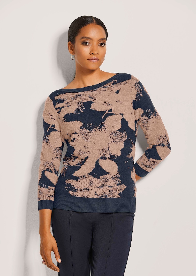 Jacquard-Pullover mit 3/4-Ärmeln