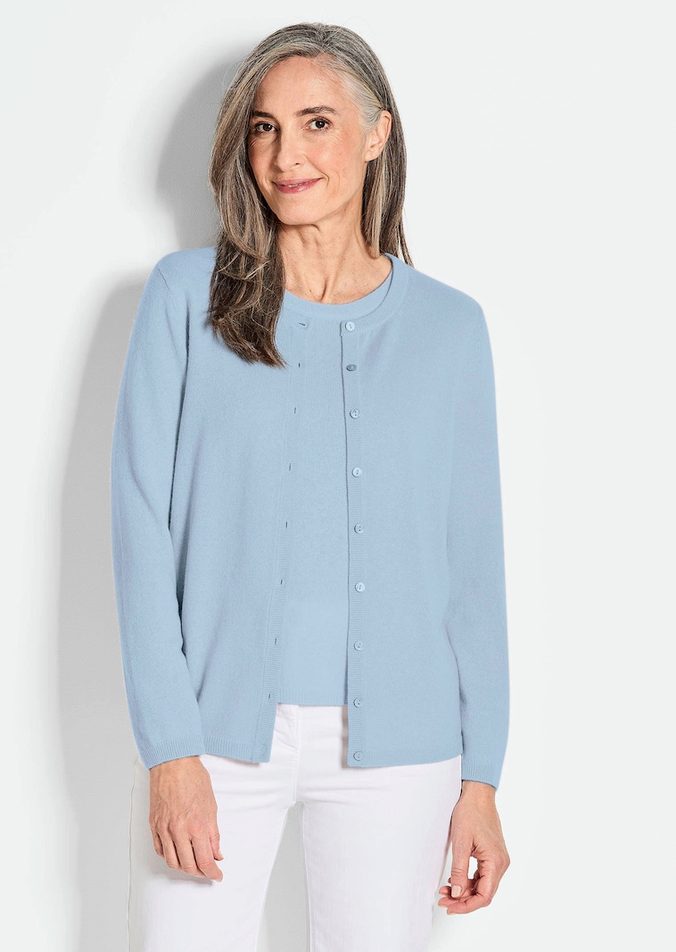 Kaschmirstrickjacke mit Rundhalsausschnitt