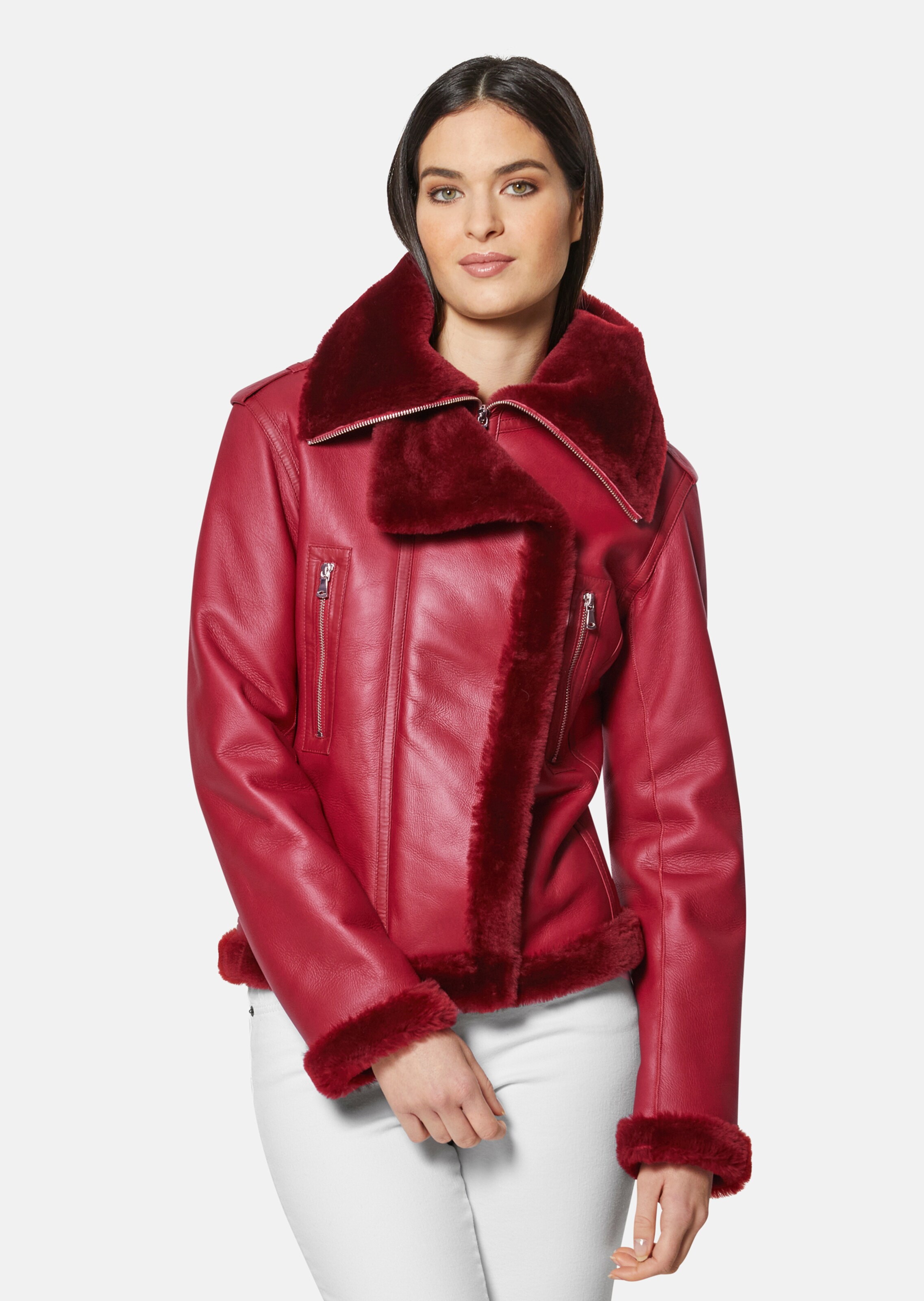Kurze Lammfelljacke