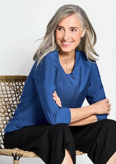 Chemisier à col rond en mélange de viscose structuré thumbnail 7