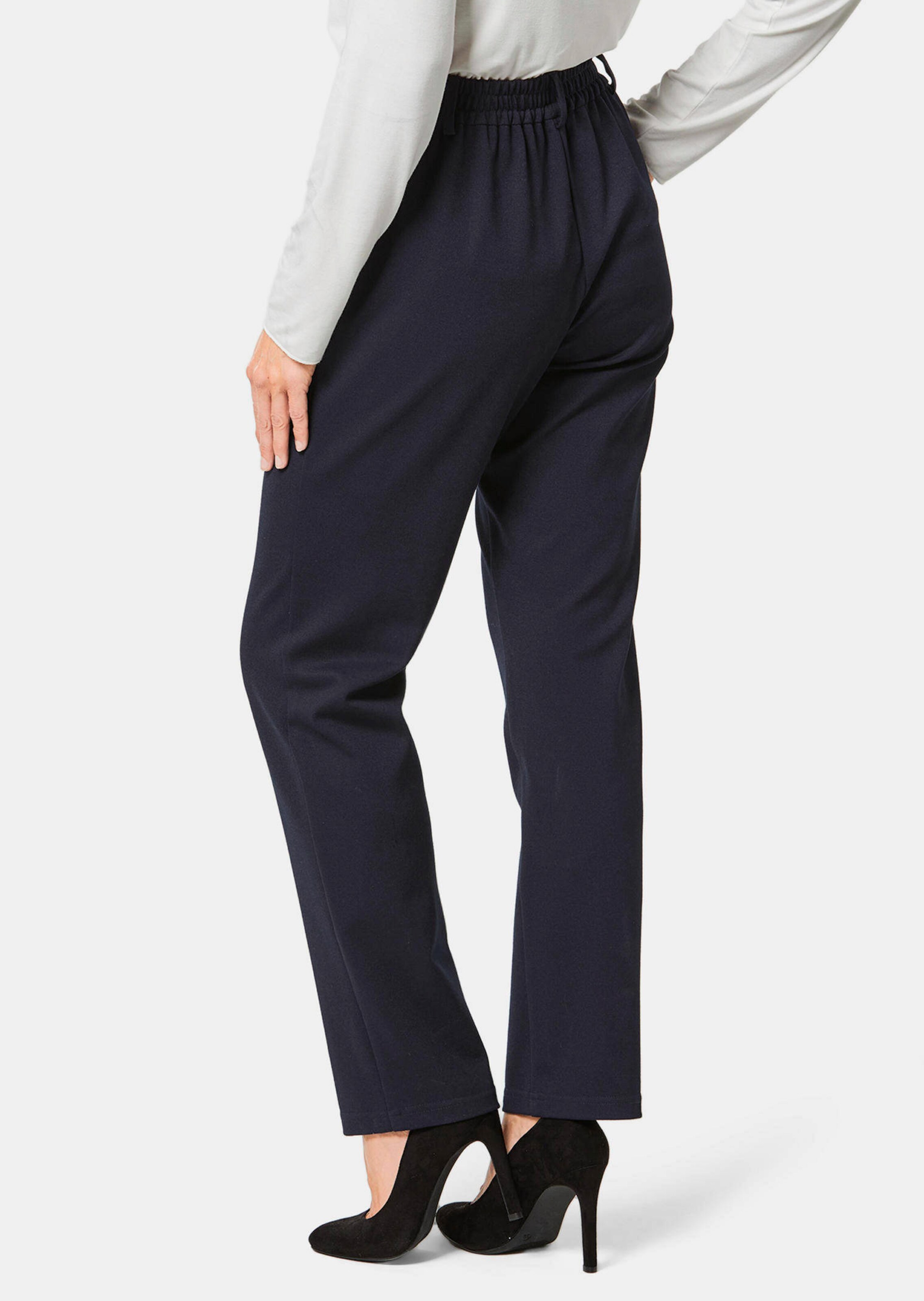 Confortable pantalon à taille élastique MARTHA - marine - Gr. 52 de Goldner Fashion