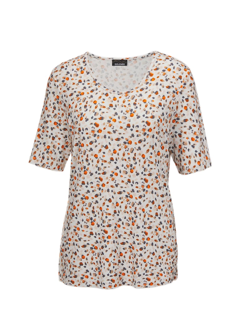 « Un look moderne, des détails bien réalisés, en un mot, un motif graphique parfaitement réalisé, auquel s'ajoute la douceur de la viscose extensible sous la forme d'un T-shirt beau et confortable. »