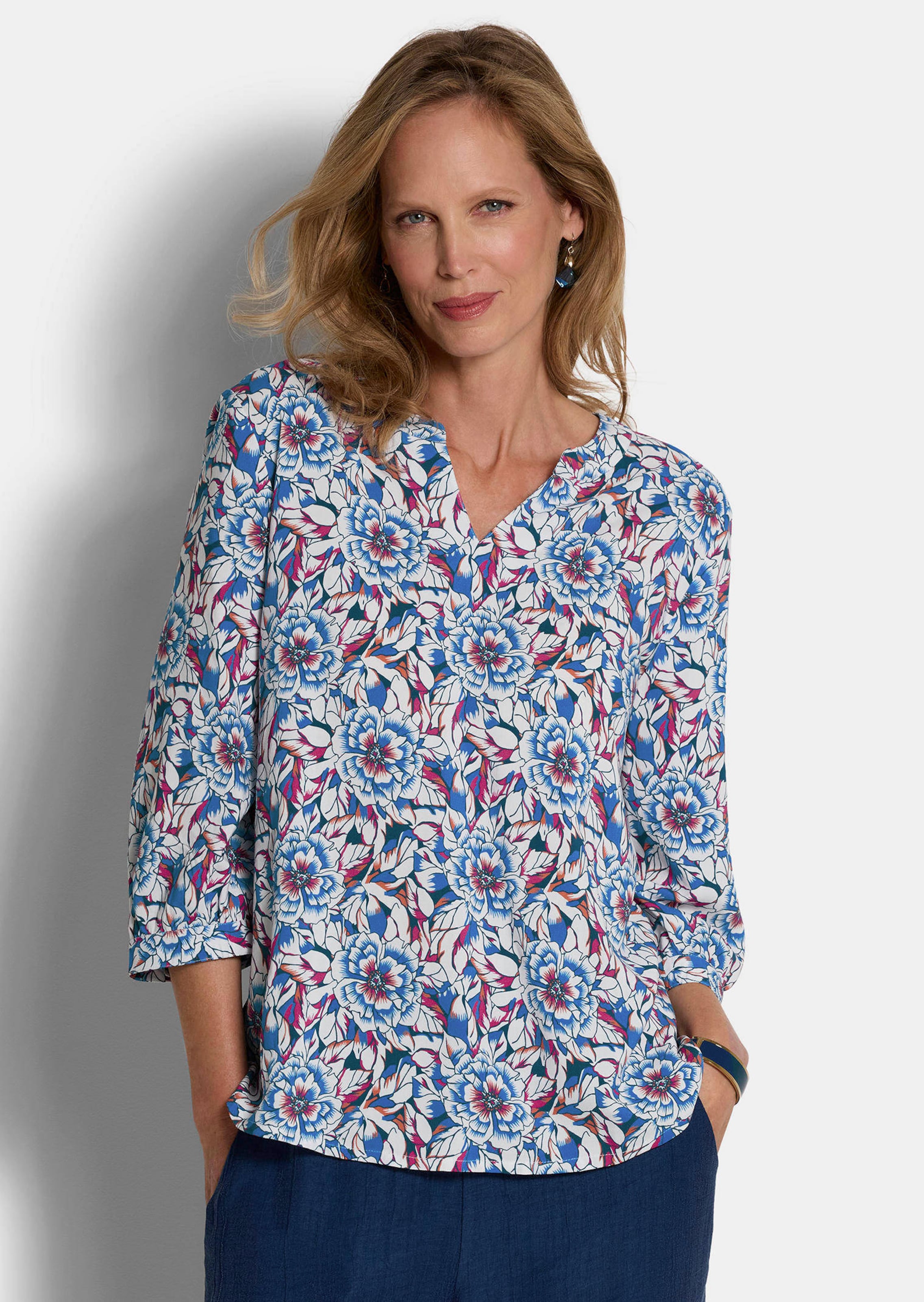 Viskose-Bluse mit Blumenmuster