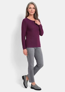 Fijn gebreide tricot pullover met boothals thumbnail 2