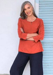 Chemisier à col rond en mélange de viscose structuré thumbnail 7