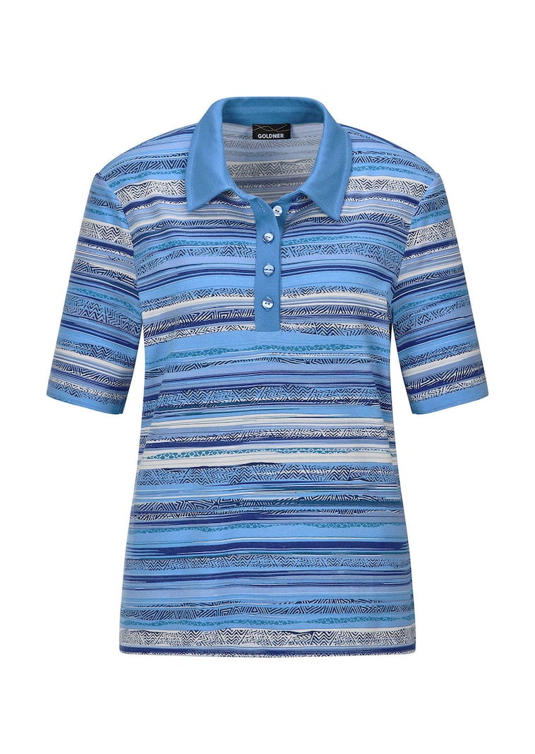 Gestreept poloshirt van viscose-jersey
