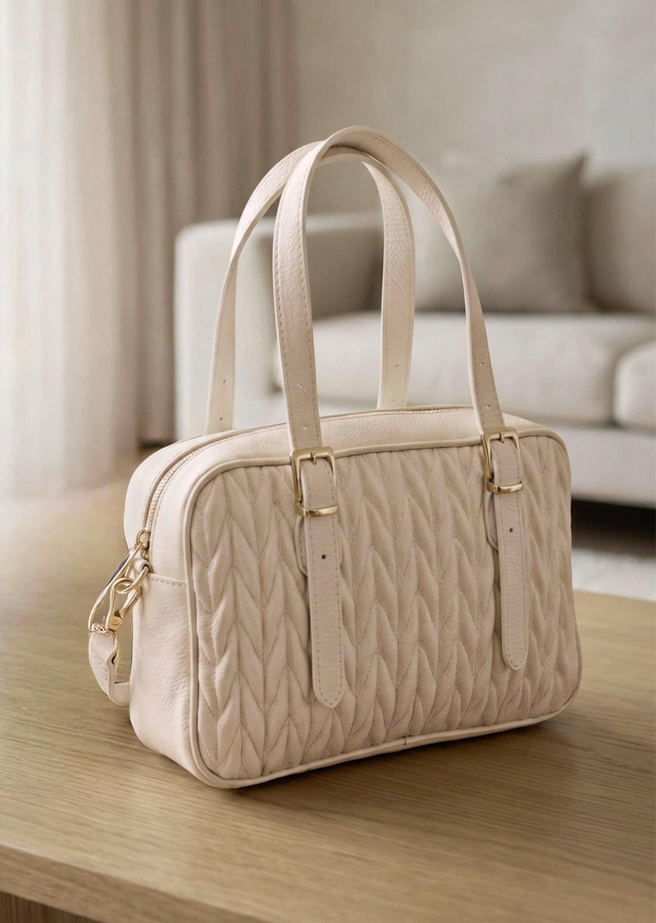 Handtas met gebreid effect - beige - Gr. Standaardmaat van Goldner Fashion