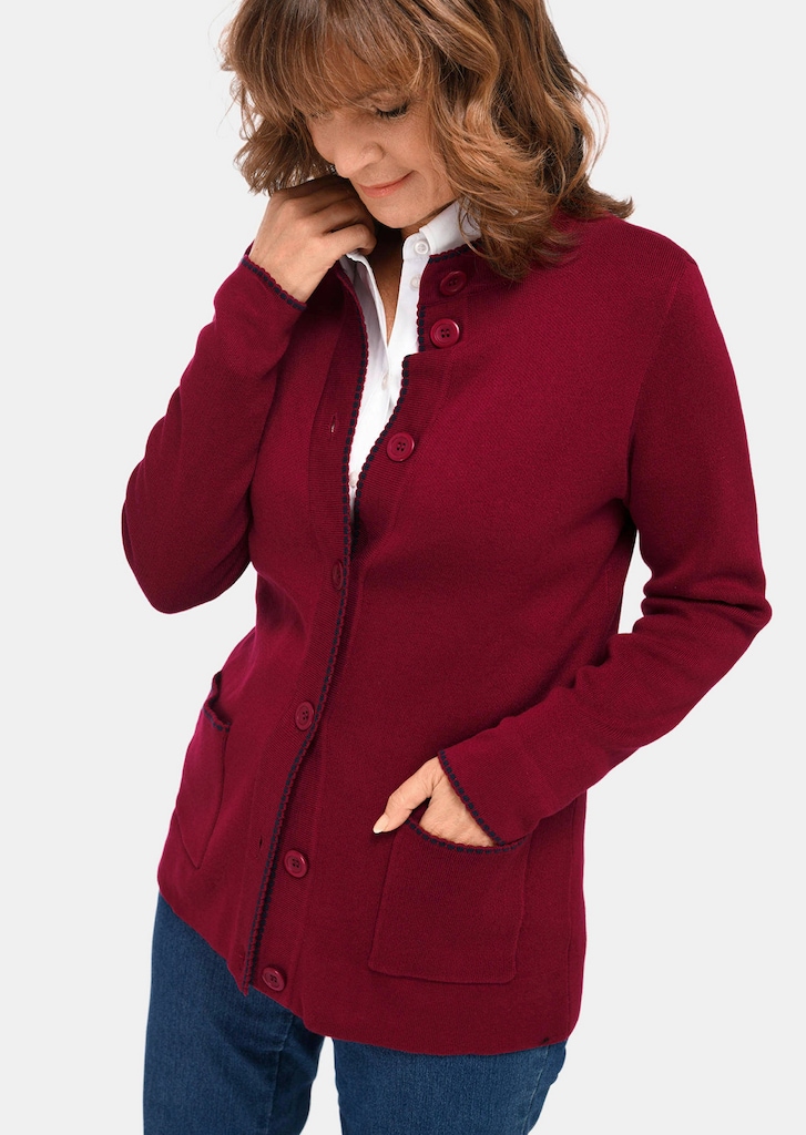 Cardigan long avec bords décoratifs contrastés