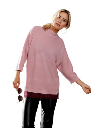 rosé Trageangenehmer Pullover mit überschnittenen Ärmeln