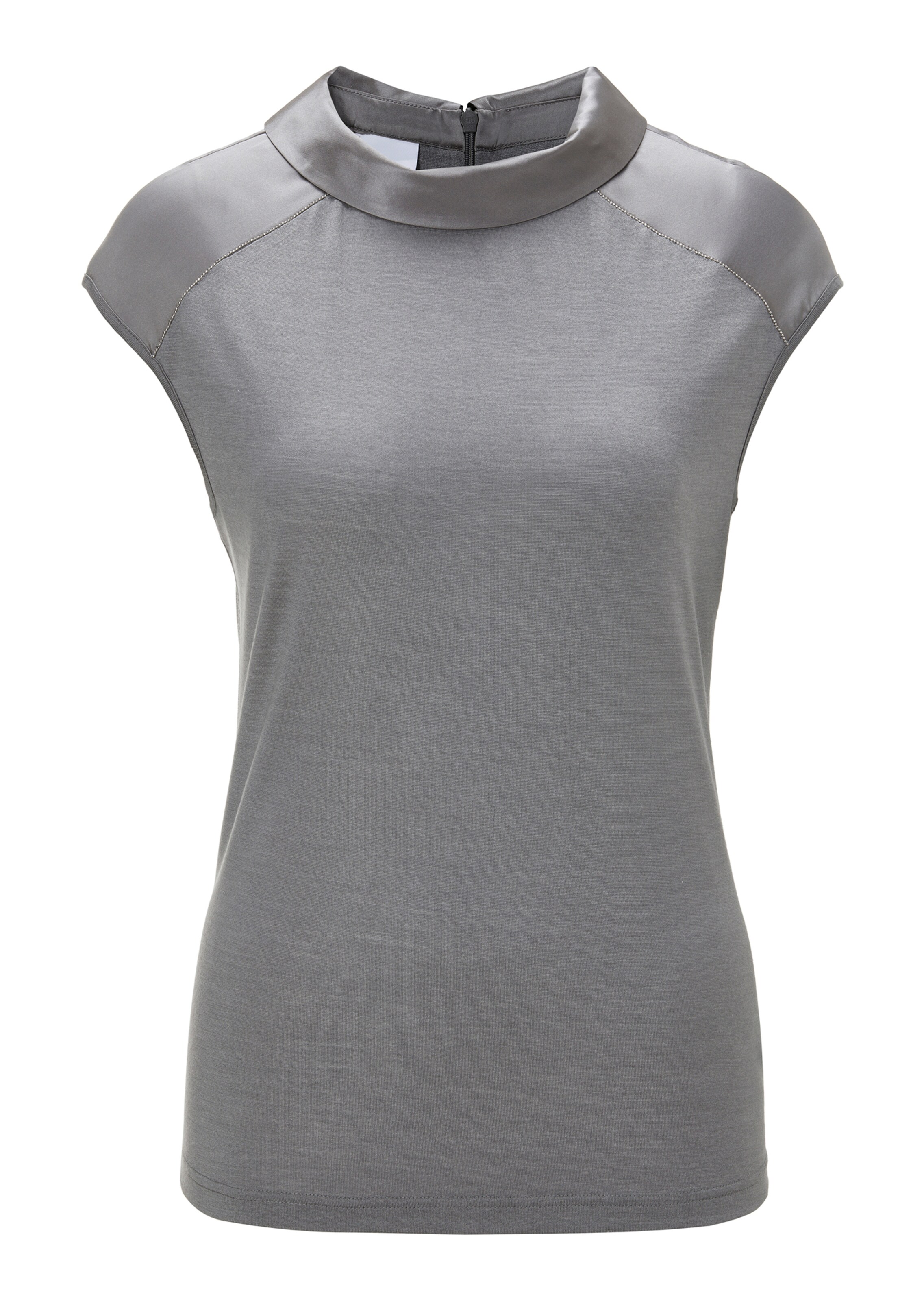 Shirt with turn-up collar and glossy accents