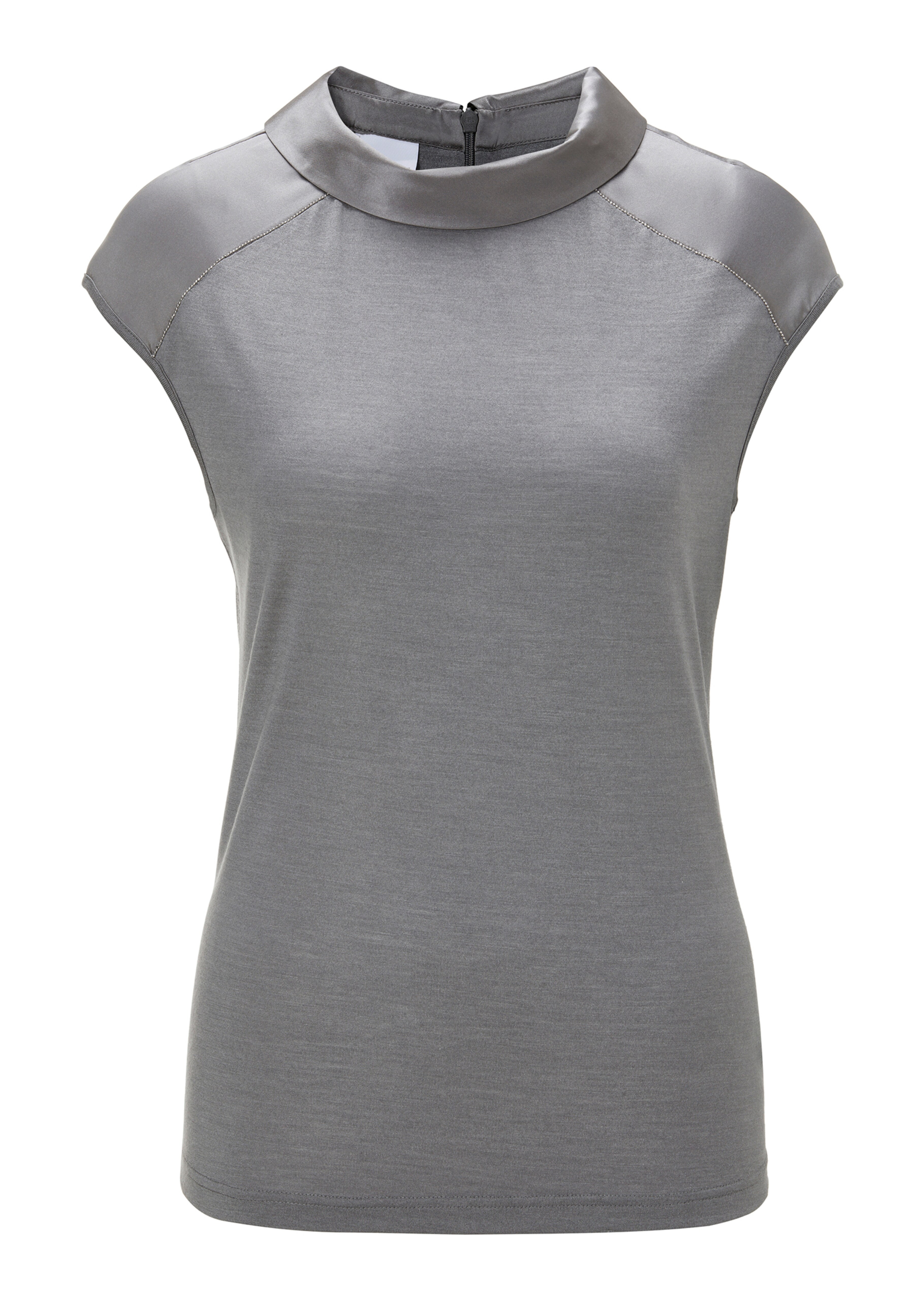 Shirt with turn-up collar and glossy accents