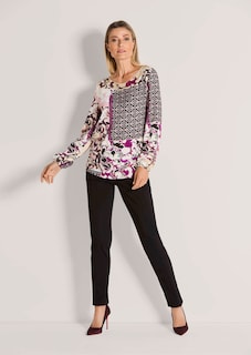 Bluse mit Blumenprint und Bordüre thumbnail 2
