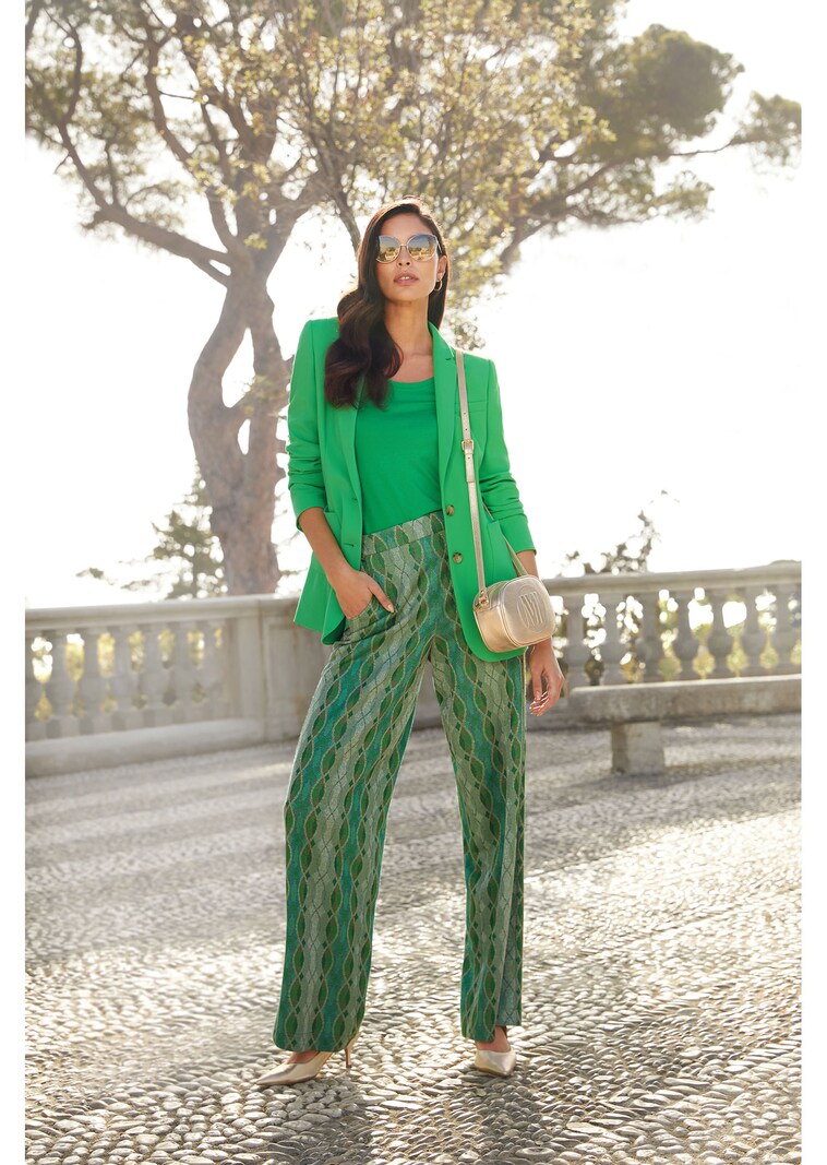 Wide jersey trousers with graphic print