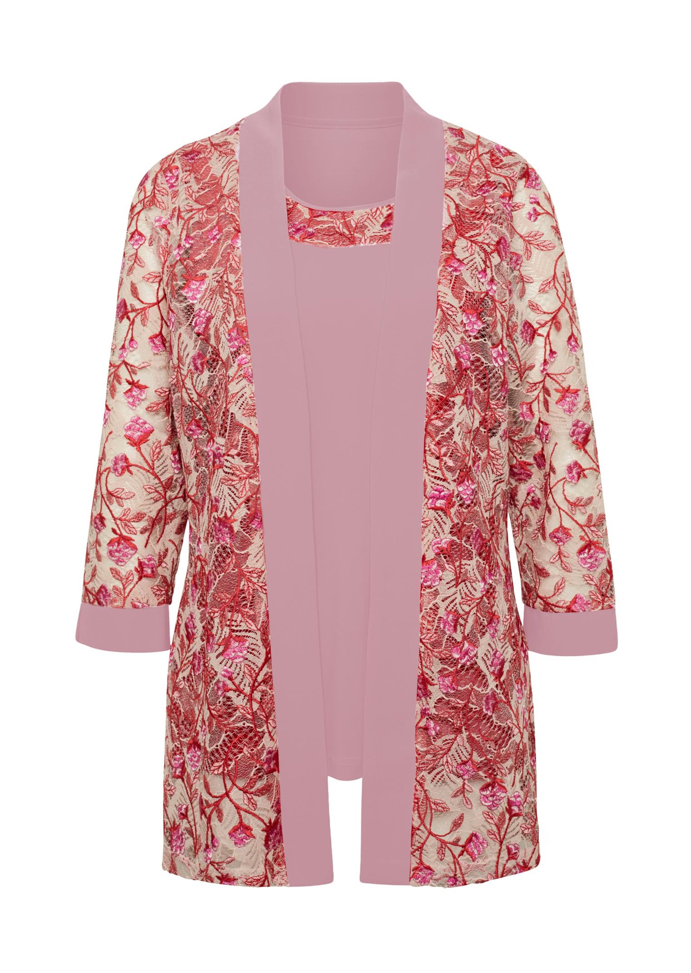 Ensemble (veste en dentelle et haut) - rosé / rouge / à motifs - Gr. 21 de Goldner Fashion