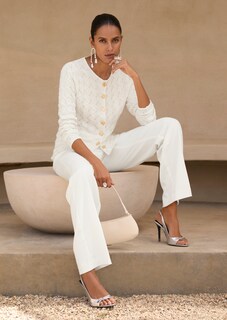 Cotton knit blazer with textured pattern thumbnail 7