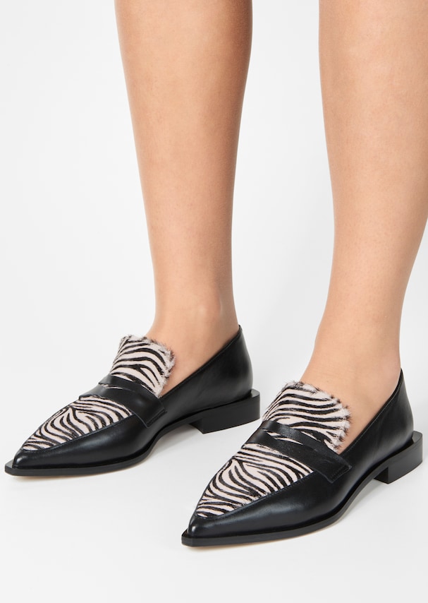 Leather loafers with Zebra print