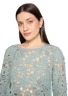 Häkelpullover mit Blütenmuster thumbnail 4