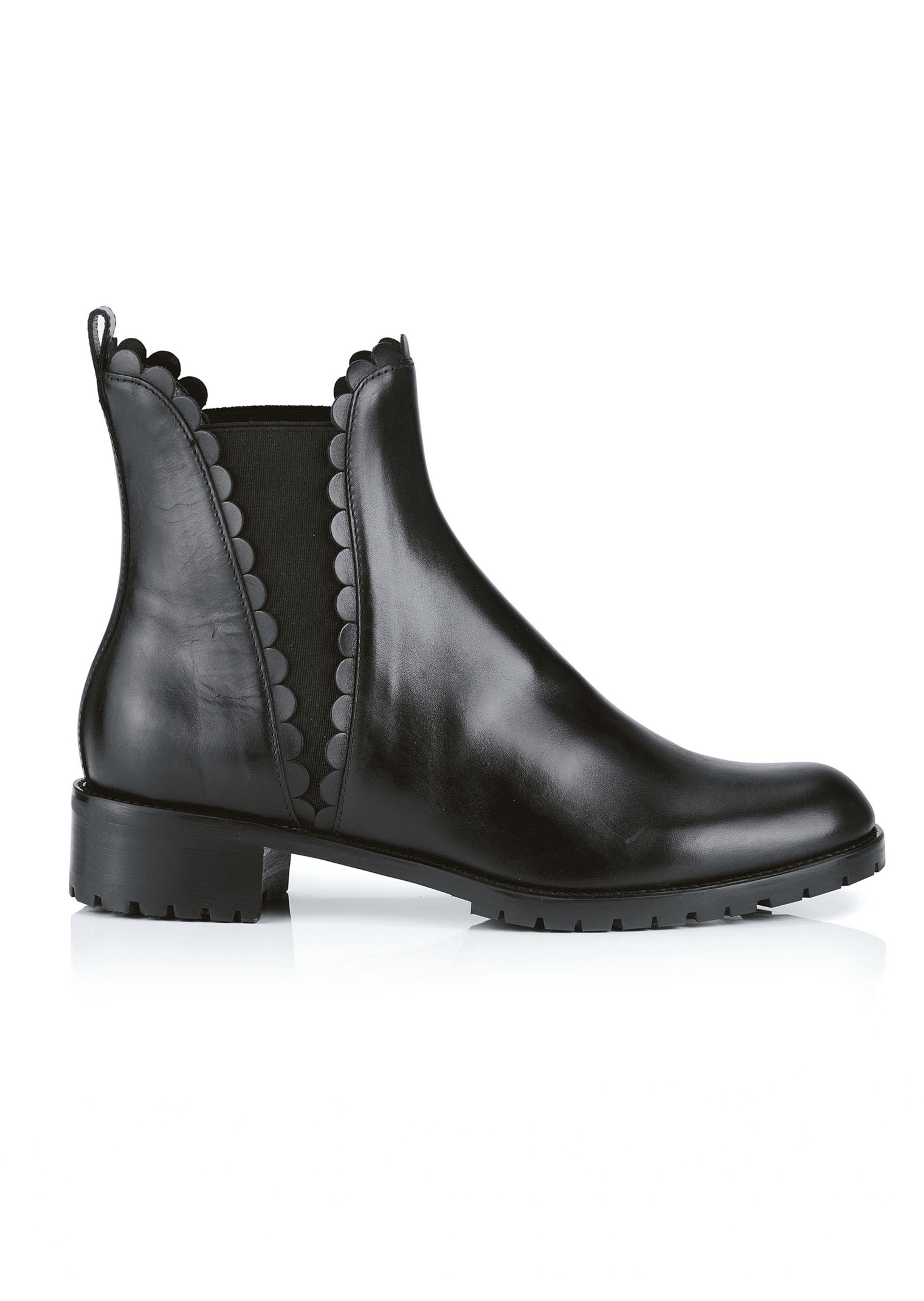 Lederboots mit Bogenkanten und Elastik-Einsätzen