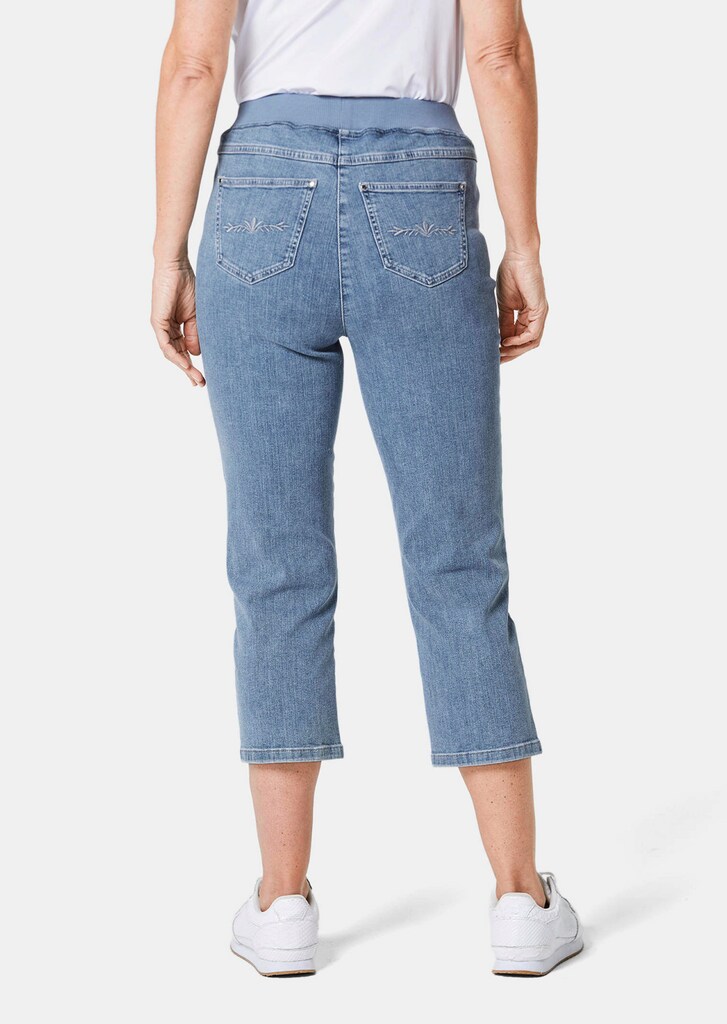 3/4-Jeansschlupfhose Louisa mit bequemen Jerseybund und Stickerei