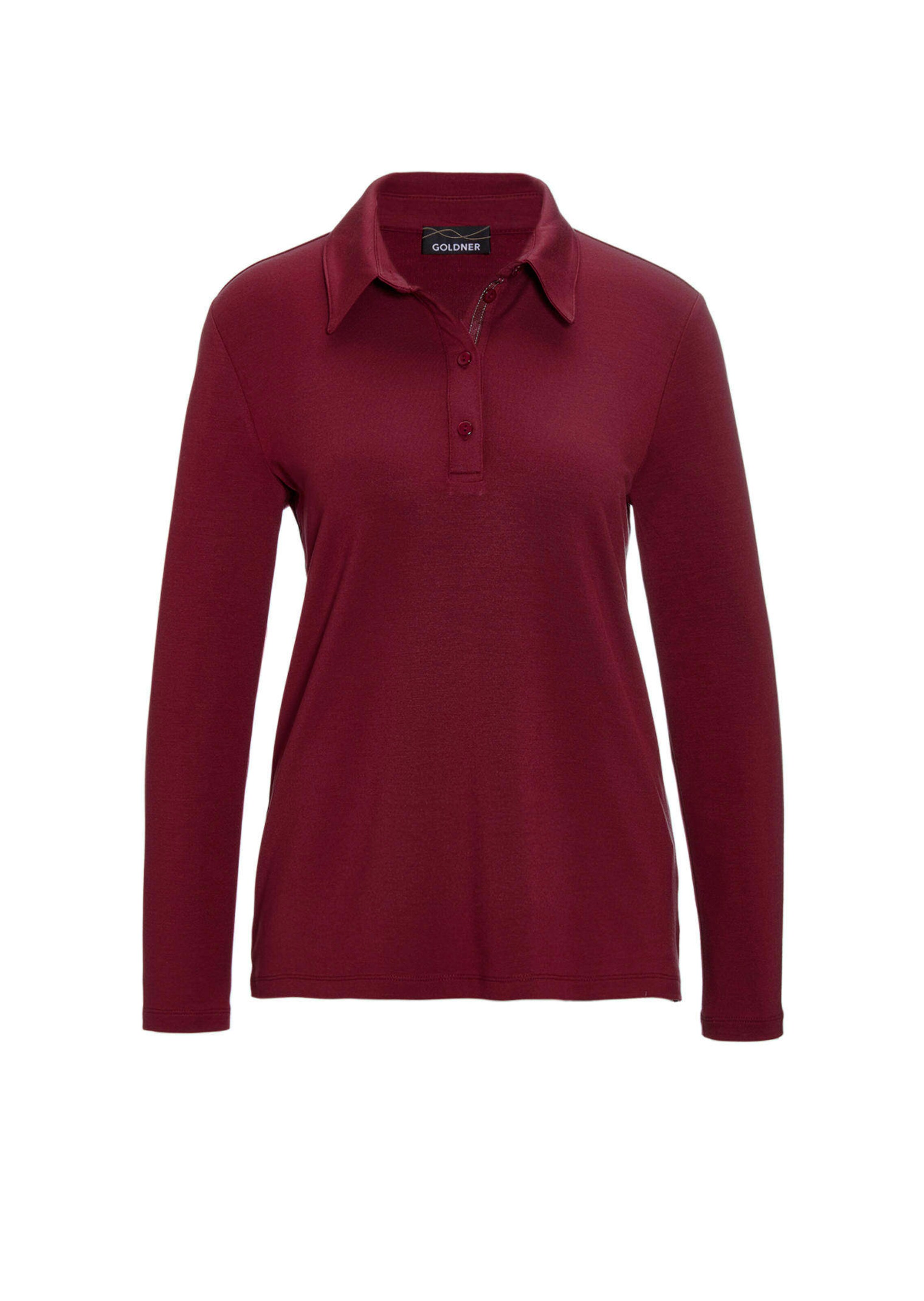 Langarm Poloshirt mit Schmuckband an Knopfleiste