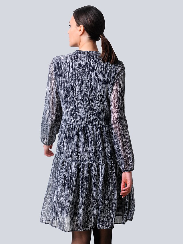 Kleid mit abstraktem Fischgrät-Allover-Print 5