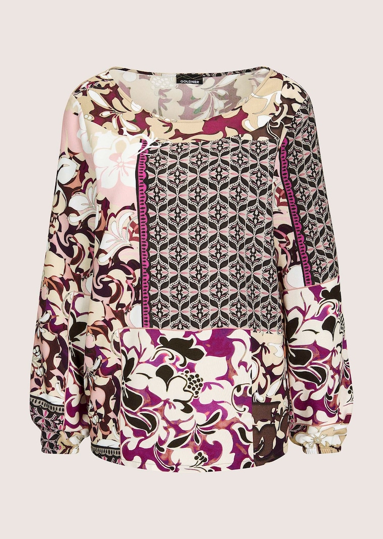 Blouse avec imprimé floral et bords contrastants