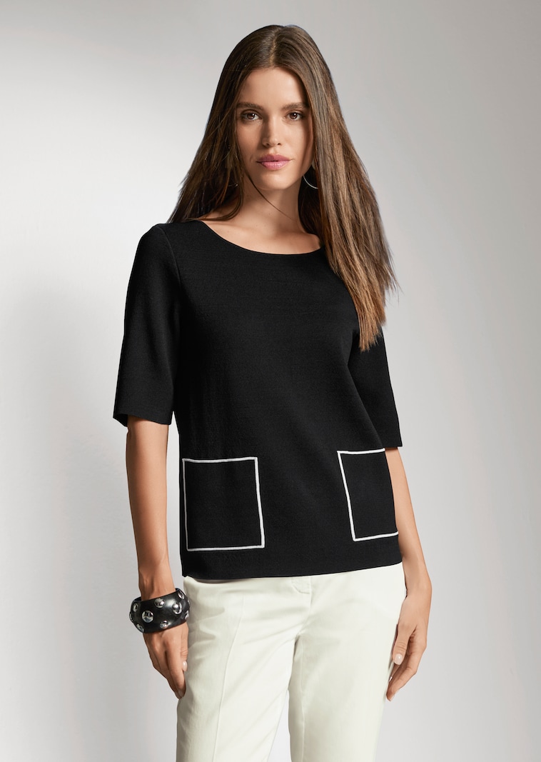Pull manches courtes avec poches plaquées