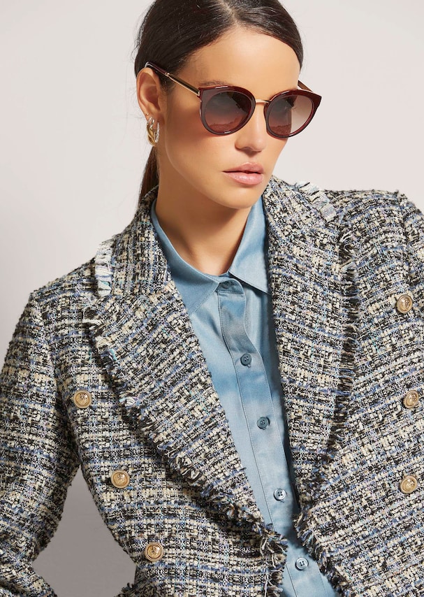 Kurzer Tweed-Blazer mit Fransen 3