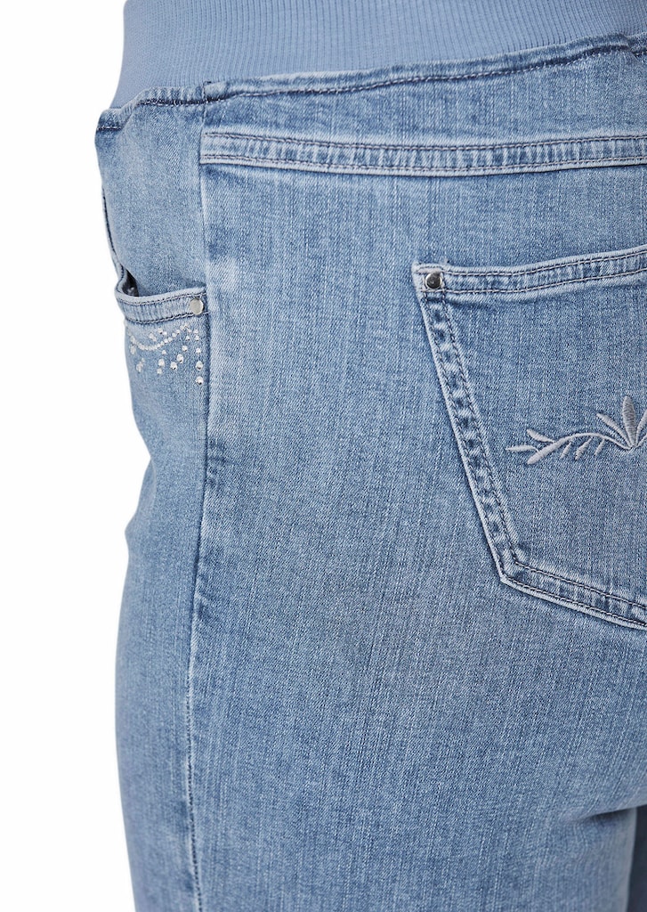3/4-Jeansschlupfhose Louisa mit bequemen Jerseybund und Stickerei