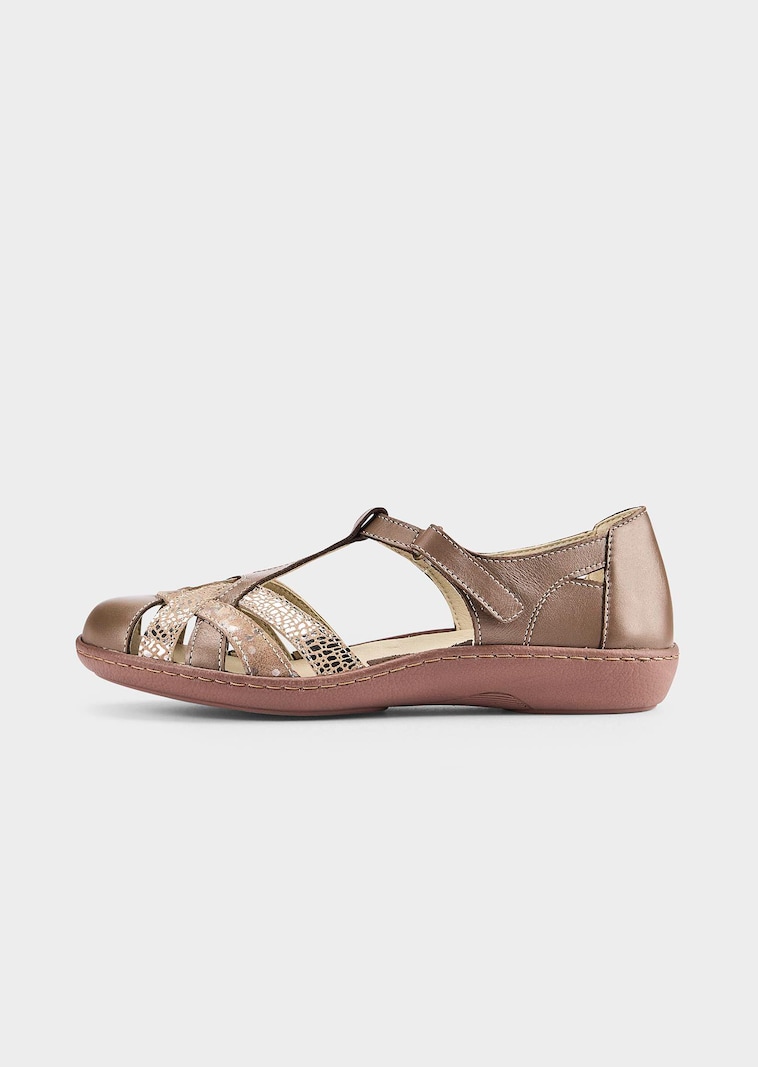 Leder-Sandalen in Flechtoptik