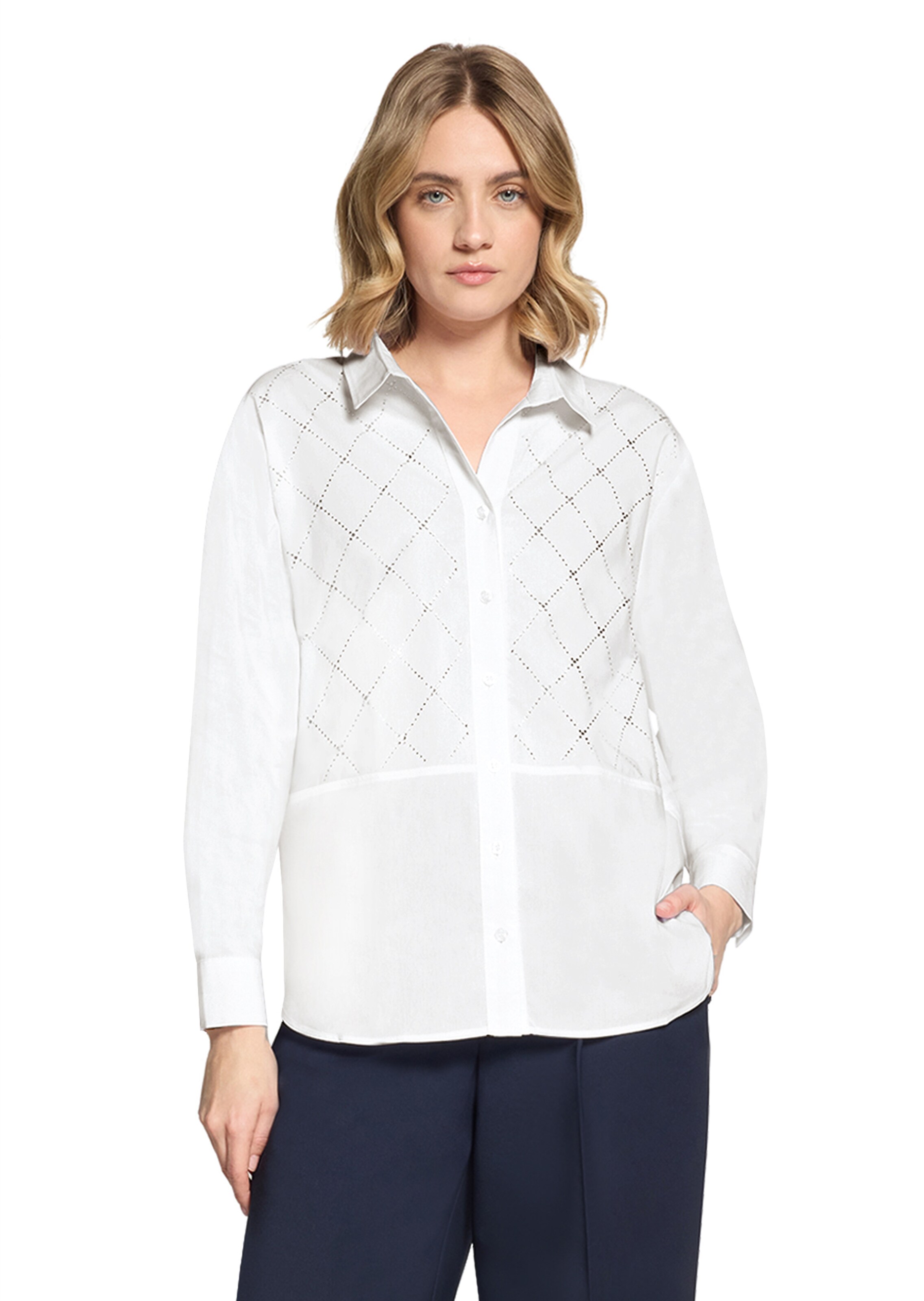 Lange Hemdbluse mit Glitzersteinen