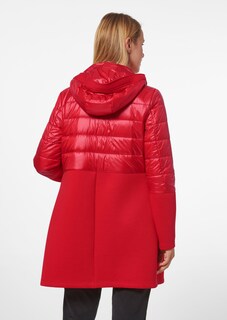Lange Jacke im Materialmix mit Kapuze thumbnail 3