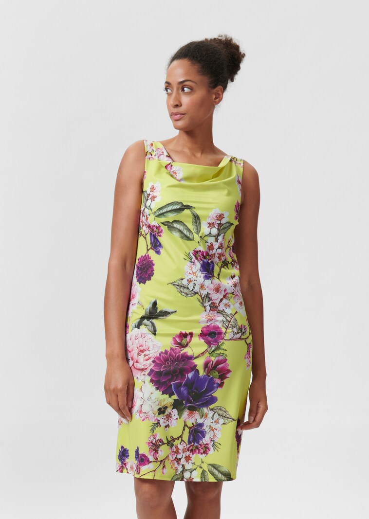 Kleid mit Floraldruck und Wasserfall-Ausschnitt