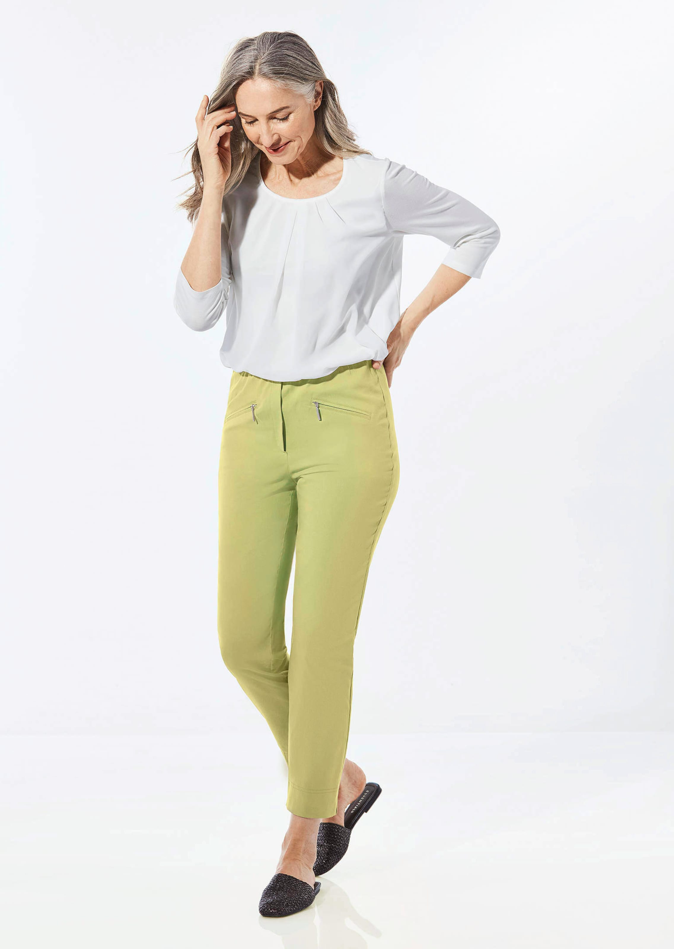 Pantalon super stretch 7/8 LOUISA - vert clair - Gr. 28 de Goldner Fashion