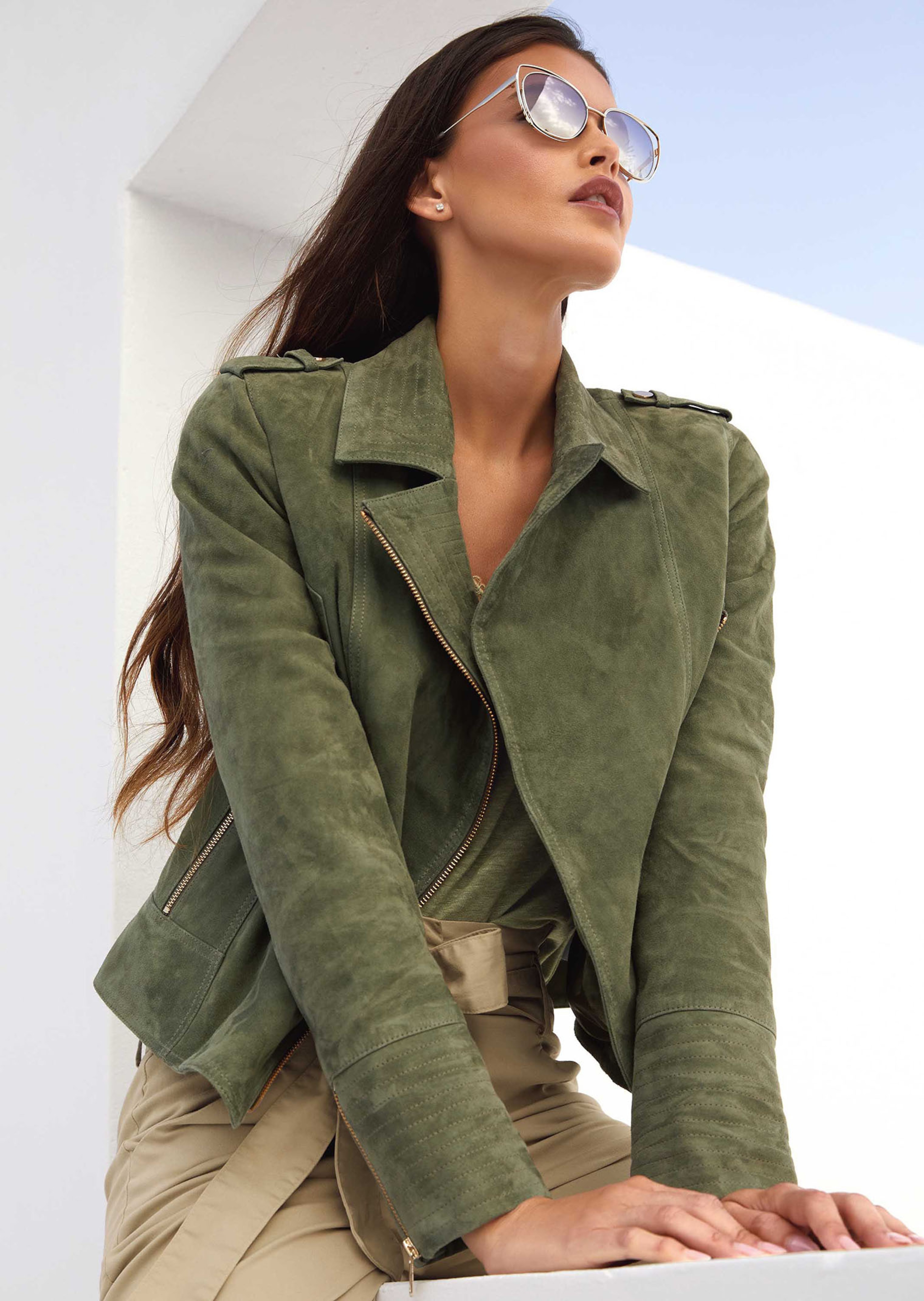 Lederjacke aus Ziegenvelours