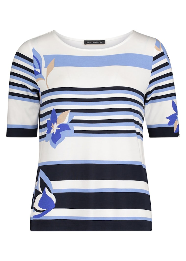 T-shirt en jersey avec motif à rayures et fleurs
