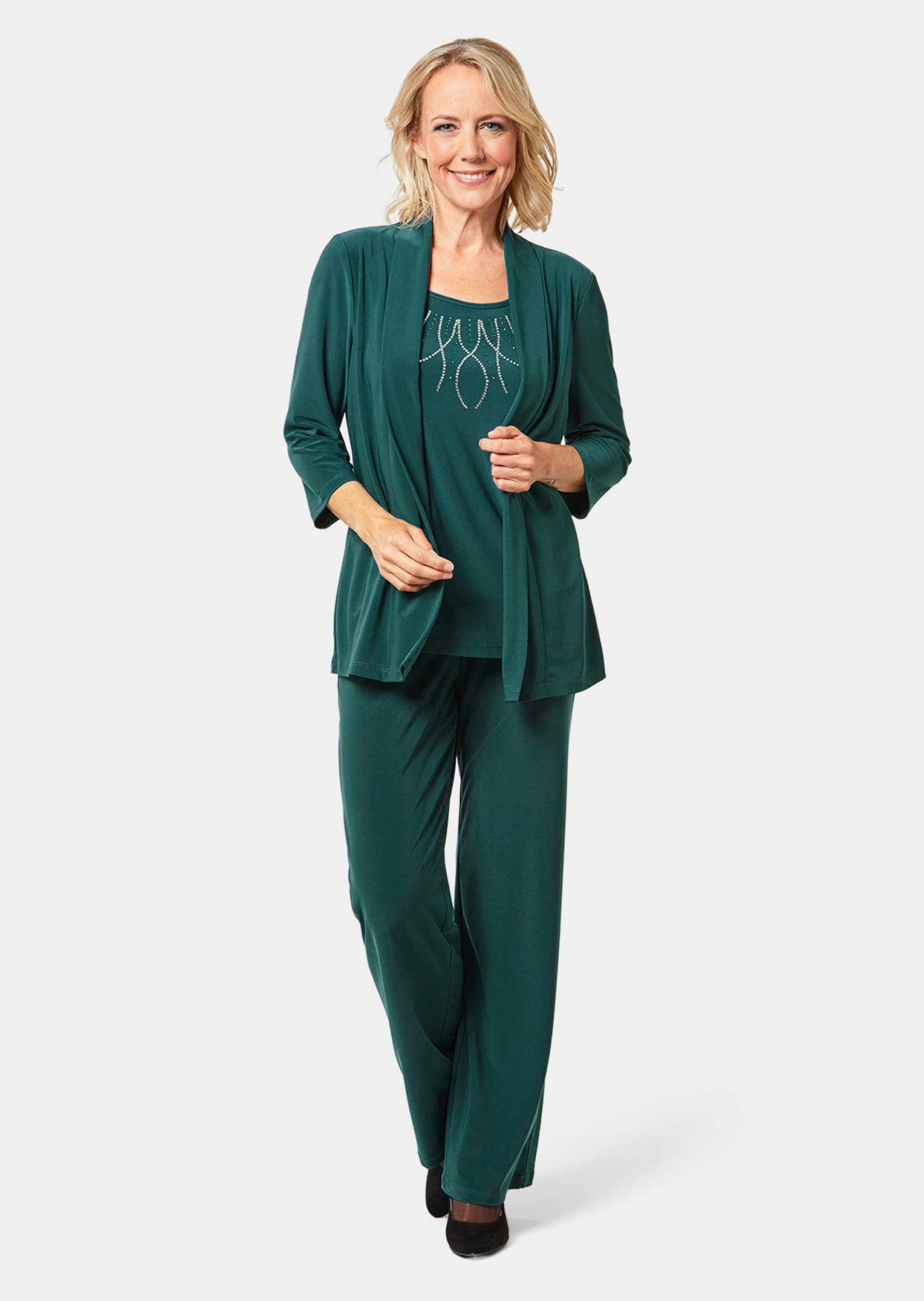 T-shirt façon twin-set avec applications scintillantes - émeraude - Gr. 44 de Goldner Fashion