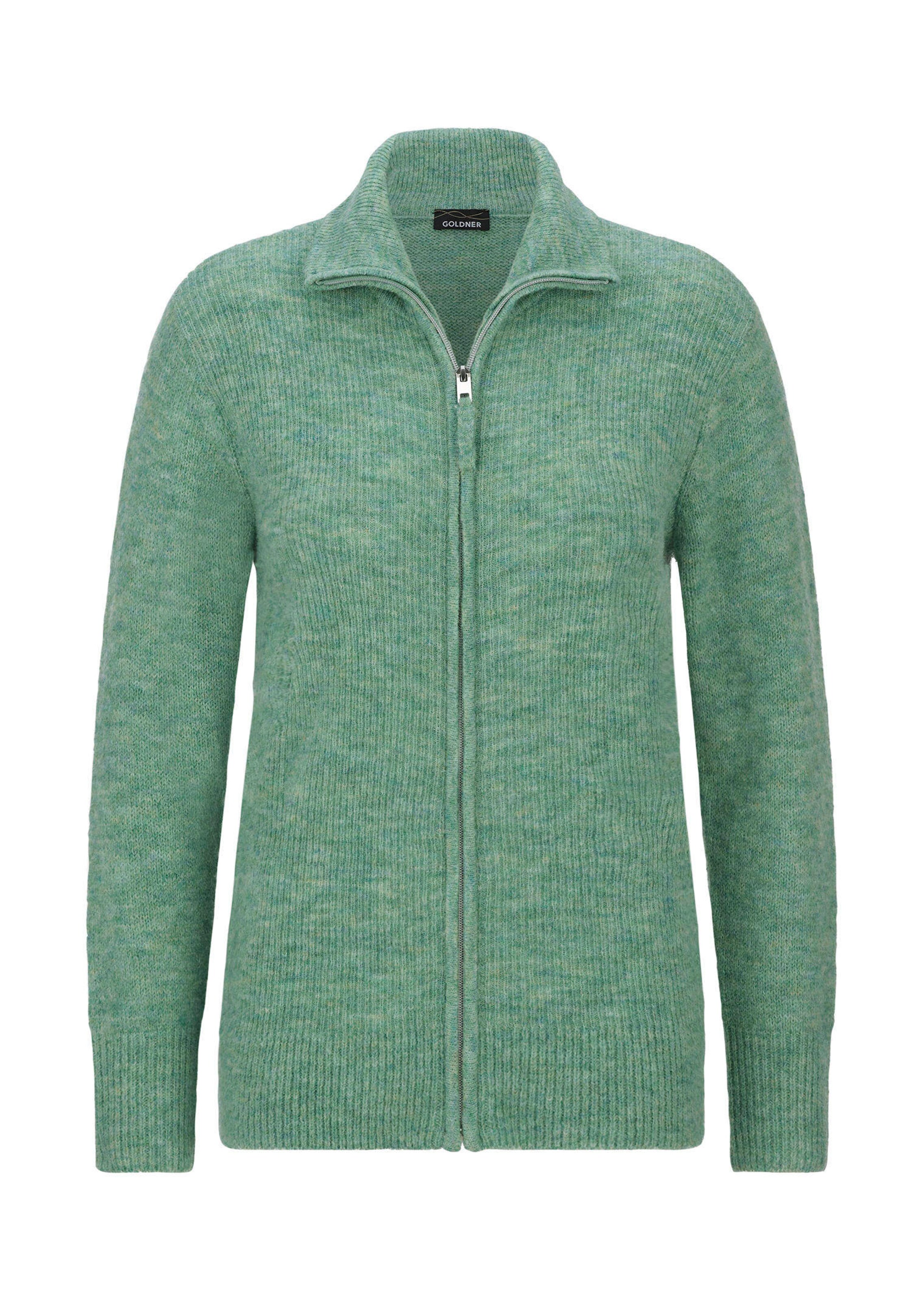 Geribd tricot jasje met ritssluiting