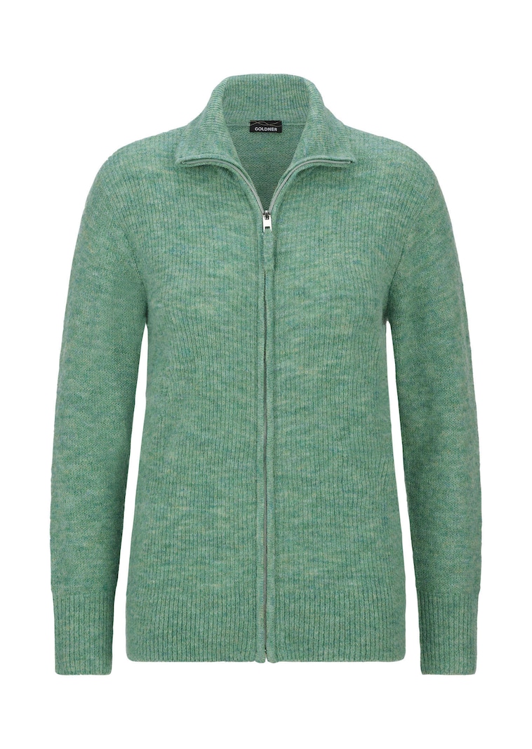 Geribd tricot jasje met ritssluiting