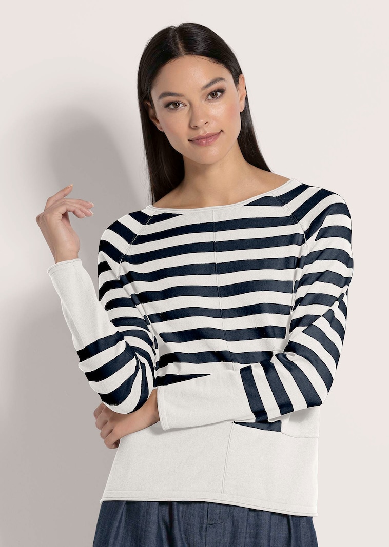 Rundhals-Pullover mit Tasche
