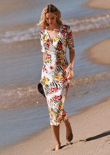 Midikleid mit V-Ausschnitt und kurzem Ärmel thumbnail 6