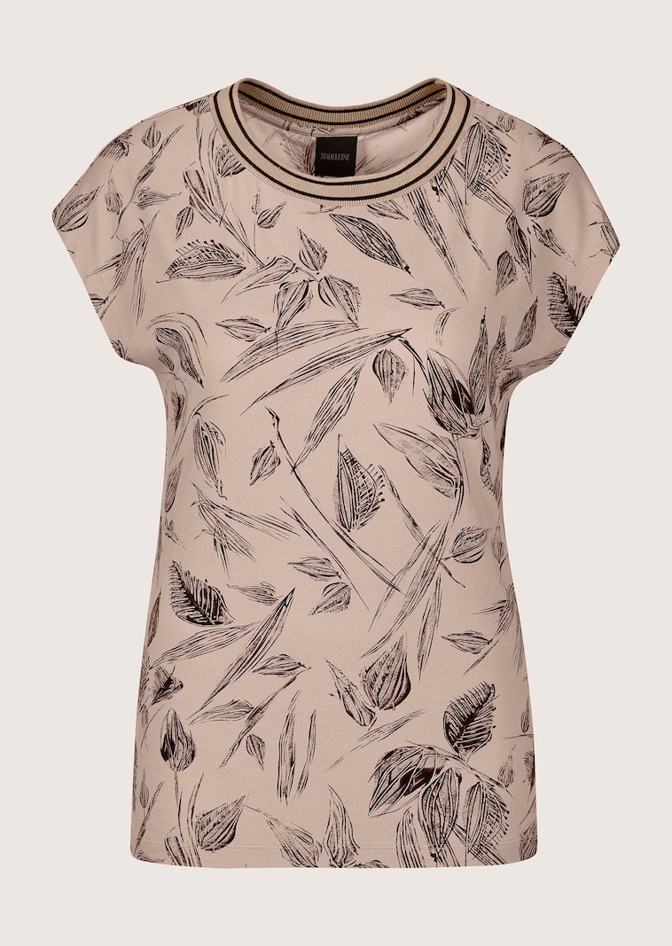 Shirt mit Blätterprint und Ringelblende