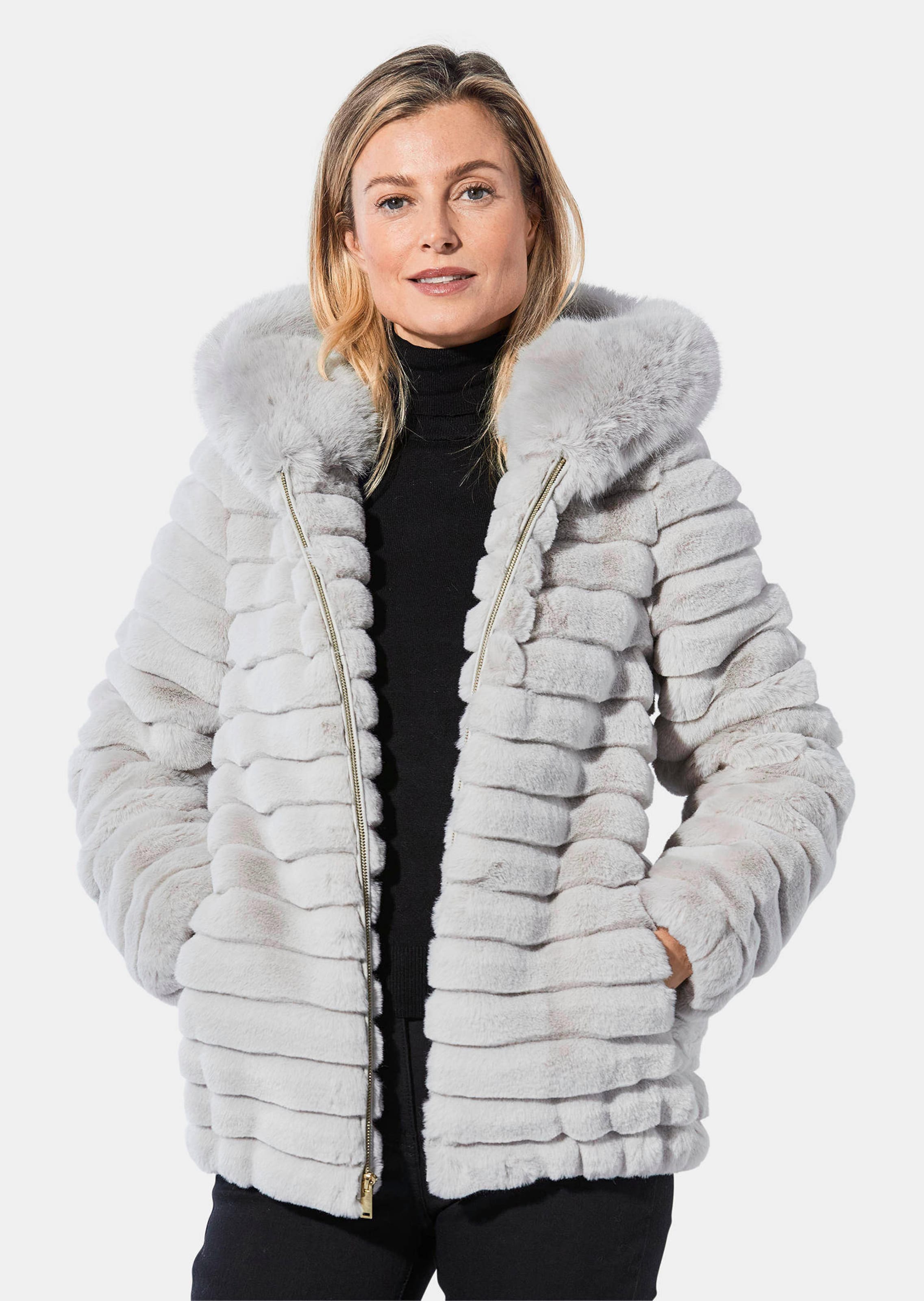 Veste en peluche avec surpiqûres tendance