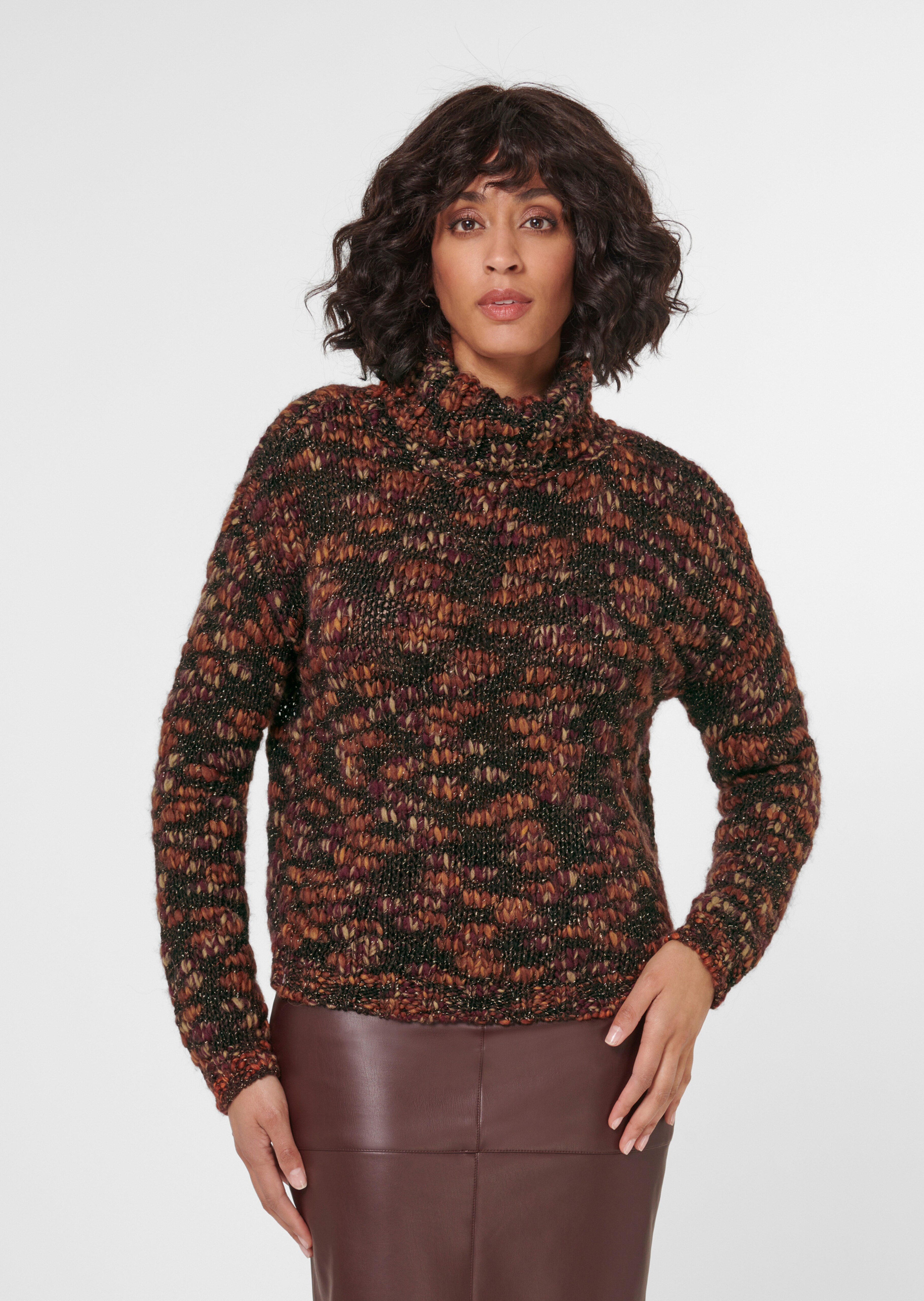 Rollkragenpullover in Melange-Optik