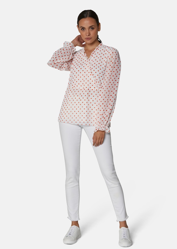 Polka dot blouse with frills 1