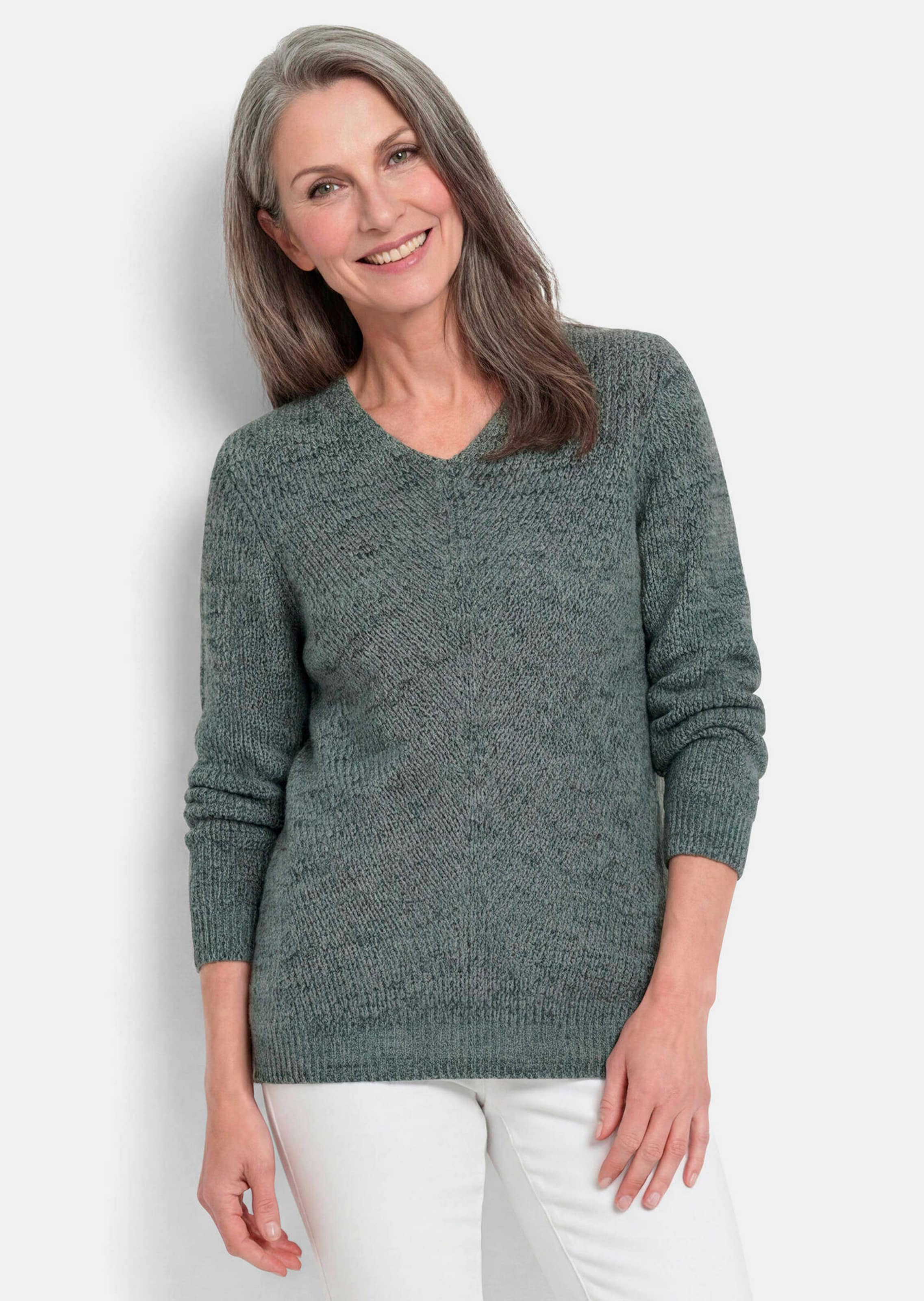 Tricot pullover met naadloze V-hals