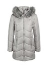 Warme Steppjacke mit Kapuze und Fellimitat thumbnail 3